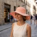 Wide Brim Mixed Stripes Toyo Straw w/ Beaded Band - Pink - HT-8181PK